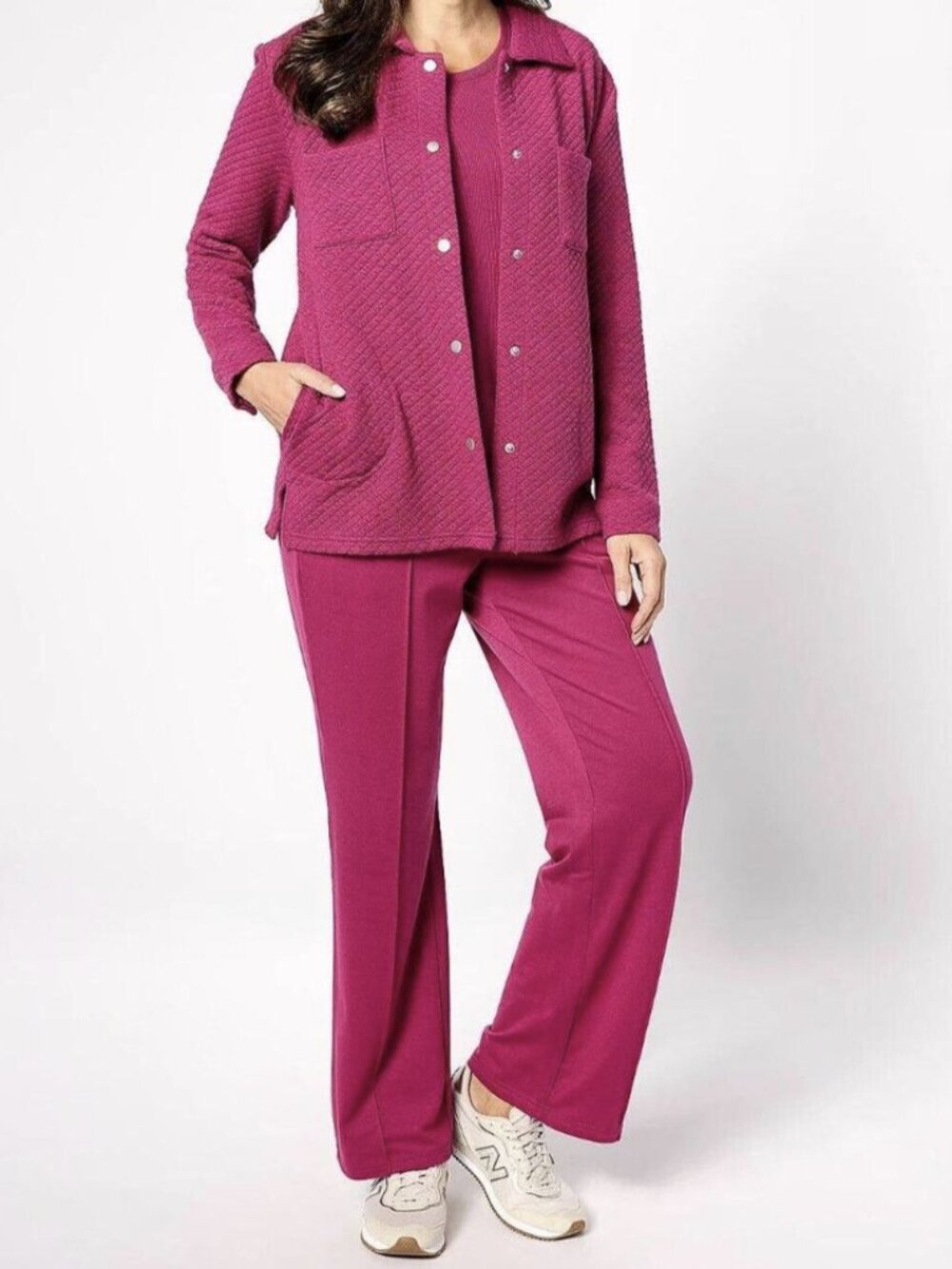 Muk Luks Women's 3-piece Quilted Lounge Set Berry 1X NWT